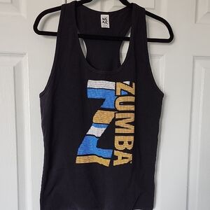 Zumba Fitness Black Tank with Blue and Yellow Graphics